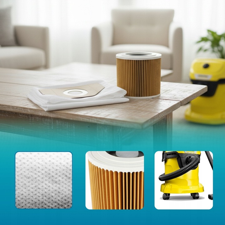 12x WORKI DO ODKURZACZA KARCHER WD3 WD 3 MV3 WD2 SE4001 KWD3 zestaw +