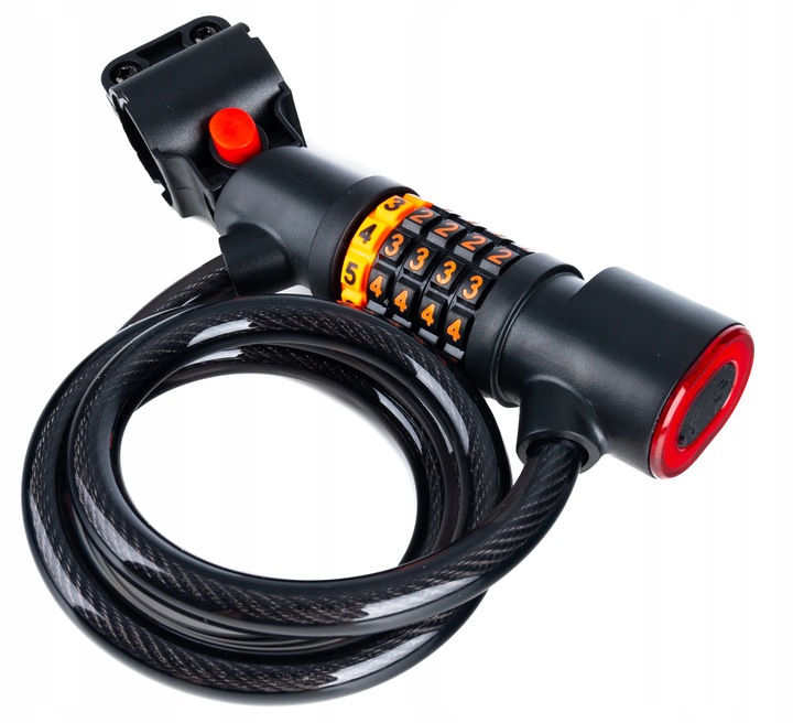 ZAMEK ZAPIĘCIE BLOKADA DO ROWERU + ŚWIATŁO TYLNE Lampka LED Uchwyt