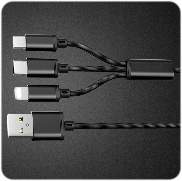 ŁADOWARKA USB C SIECIOWA DO TELEFONU MOCNA QC 3.0 48W KABEL Nylonowy 3w1