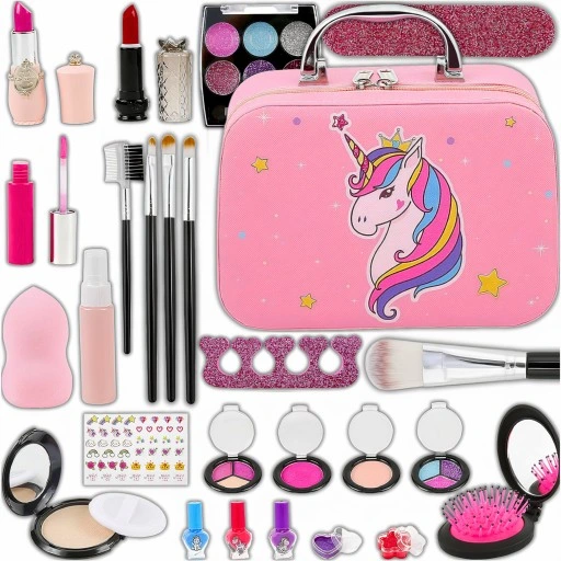 KUFEREK KOSMETYKÓW ZESTAW DO MAKIJAŻU I PAZNOKCI JEDNOROŻEC DZIECI PREZENT