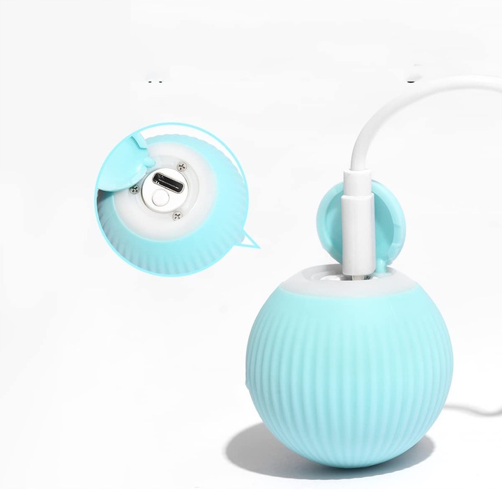 INTERAKTYWNA UCIEKAJĄCA PIŁKA DLA KOTA PSA ZABAWKA ELEKTRYCZNA NIEBIESKA