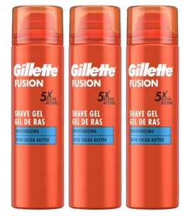 Gillette Fusion Żel Do Golenia Moisturising 200 ml x3