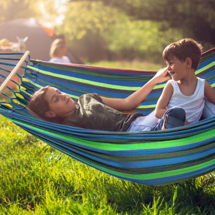 HAMAK OGRODOWY ze stelażem dwuosobowy brazylijski DUŻY RED GARDEN ZESTAW