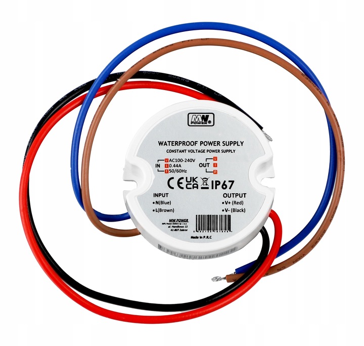 MW Power 30W 24V/1.25A round LED power supply, IP67 AF3024Y