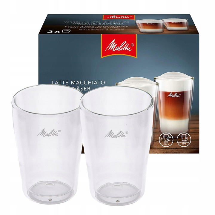 MELITTA szklanki termiczne do kawy cappuccino 2x 300ml, para, 2szt, kawa