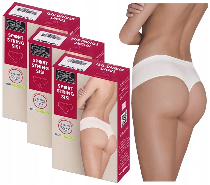 3 X GATTA BEZSZWOWE SPORTOWE STRINGI SISI BIAŁE XL