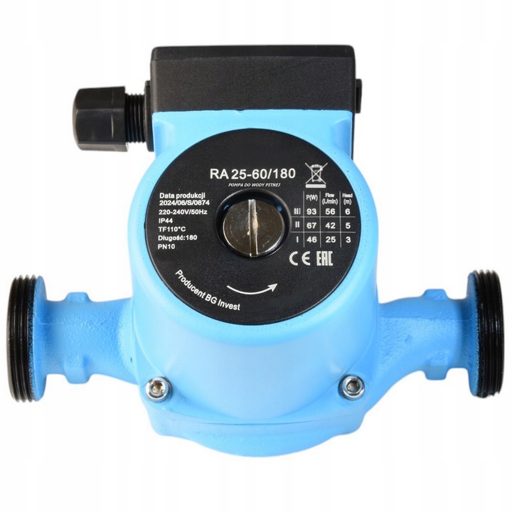 POMPA OBIEGOWA RA 25/60 180 CYRKULACYJNA DO CENTRALNEGO OGRZEWANIA C.O CWU