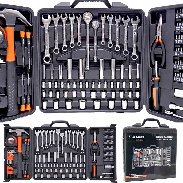 ZESTAW KLUCZY NARZĘDZI KLUCZE NASADOWE W WALIZCE 140 EL WALIZKA NARZĘDZIOWA
