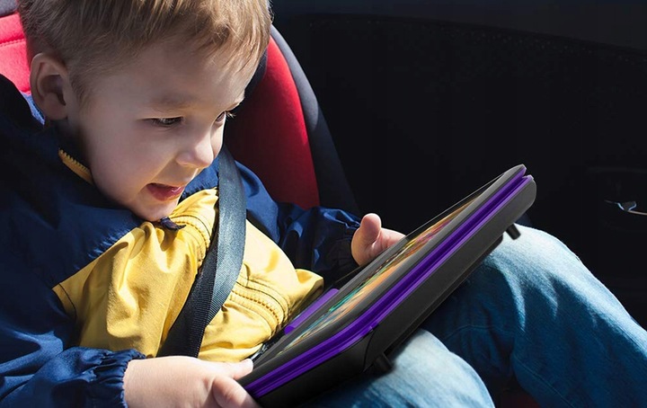 PRZENOŚNY SAMOCHODOWY ODTWARZACZ DVD 9'' LCD FIOLETOWY na 2000mAh Baterią