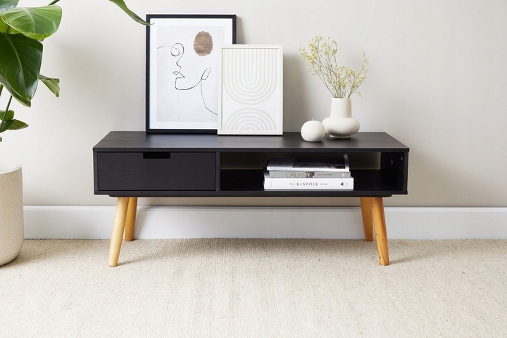 KOMODA Szafka RTV Kredens Regał na Telewizor z Szufladą CZARNY