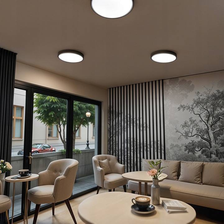 Plafon Natynkowy LED 40cm Okrągły Czarny 40W 4000K 3400lm z czujnikiem