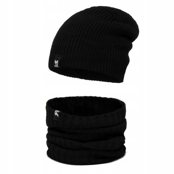 CZARNY KOMPLET MĘSKI CZAPKA + KOMIN TUBA W6