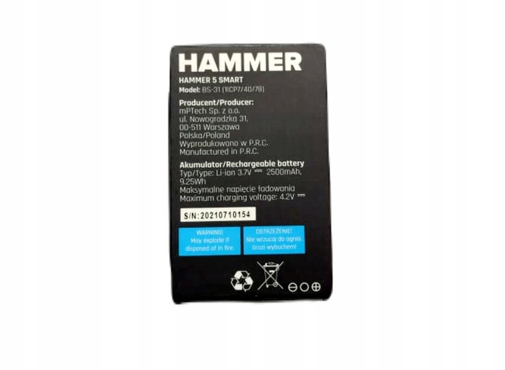 Bateria do myPhone Hammer 5 Smart BS-31 oryginał