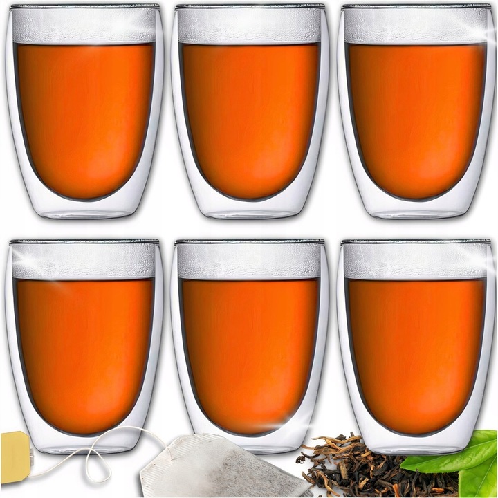 6x SZKLANKI TERMICZNE DO KAWY HERATY DRINKÓW WHISKEY 350ML MROŻONE LODY