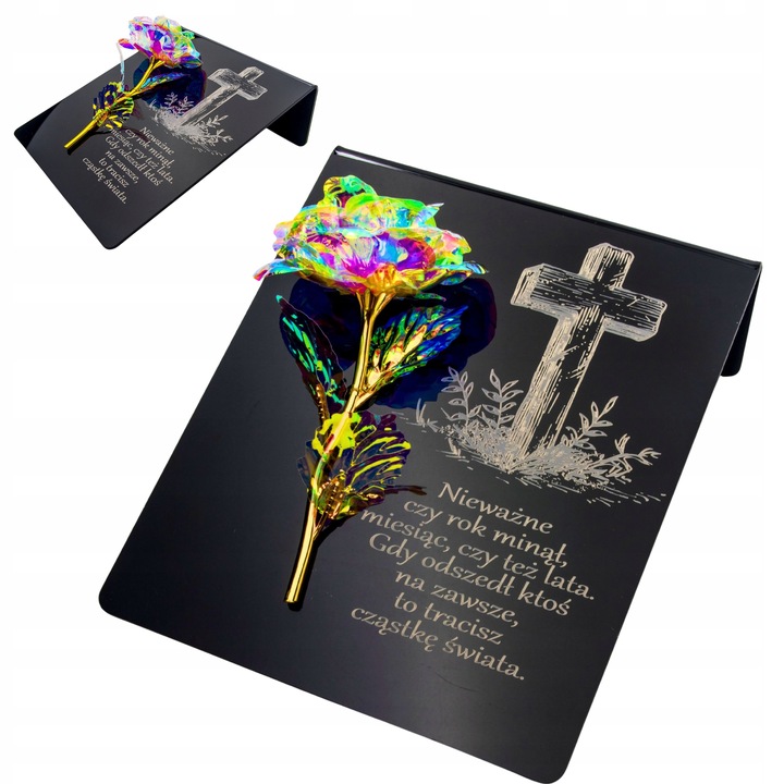 PIĘKNY ZNICZ GRAWER na cmentarz WIECZNA RÓŻA DLA BABCI I DZIADKA MAMY TATY