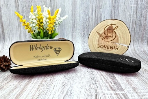Etui na Okulary BLACK z GRAWEREM GRATIS Prezent na Dzień Babci i Dziadka