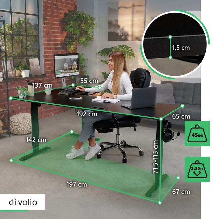 Biurko Narożne Elektryczne Regulowane Gamingowe Regulacja Wysokości