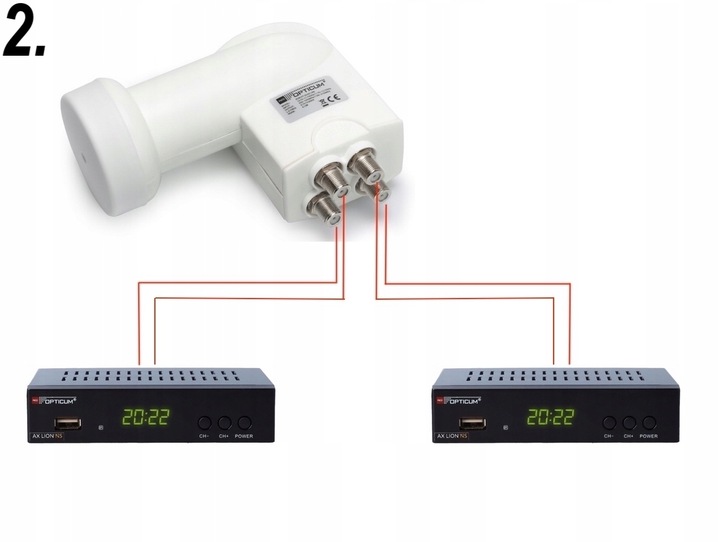 KONWERTER SATELITARNY SATELITY Quad LQP-04H na CZTERY OPTICUM Full HD