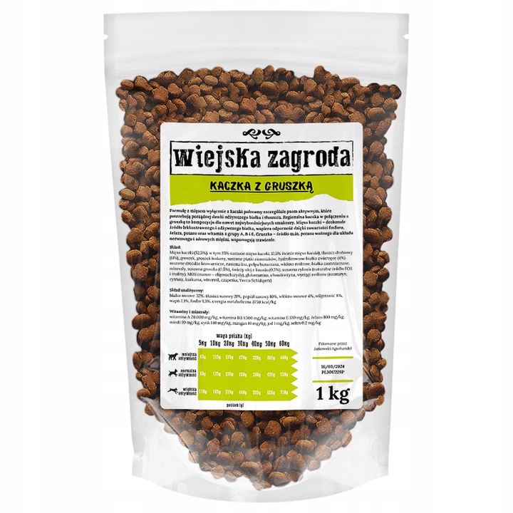 WIEJSKA ZAGRODA KACZKA Z GRUSZKĄ ŚREDNIE CHRUPKI 1 KG