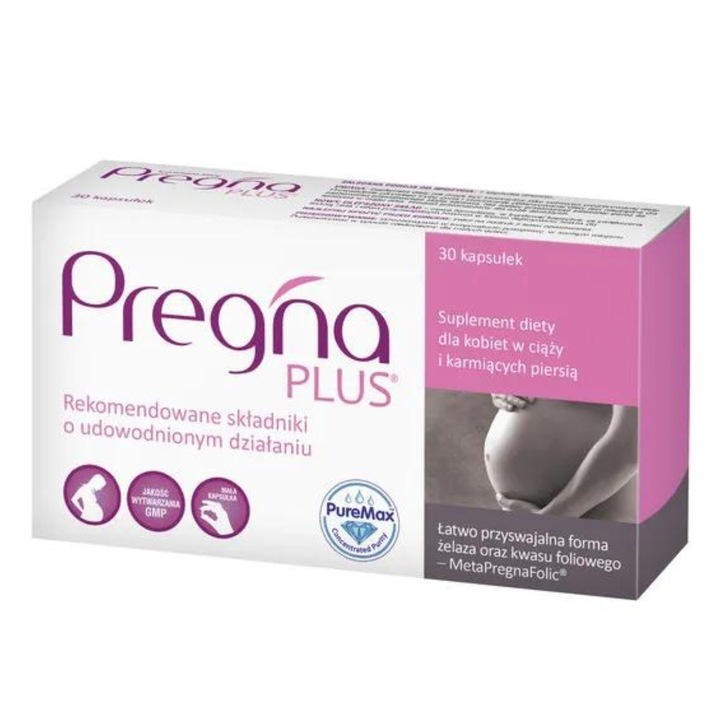 PREGNA PLUS 30 kaps. Dla kobiet w ciąży oraz karmiących piersią