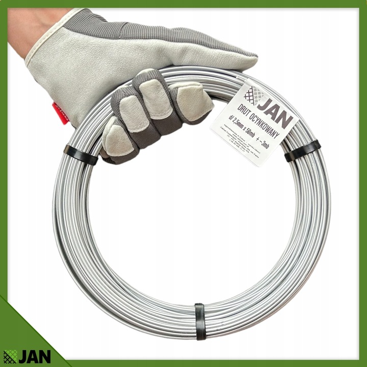 DRUT ocynkowany NACIĄGOWY sadowniczy 2,5 do SIATKI OGRODZENIOWEJ 50m