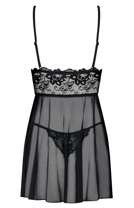 Koszulka nocna koronkowa + stringi OBSESSIVE Idillia babydoll L XL