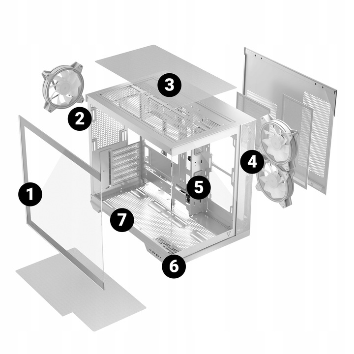 Gamingowa obudowa MODECOM VOLCANO PANORAMA APEX ARGB 3F MIDI biała, 3×went.