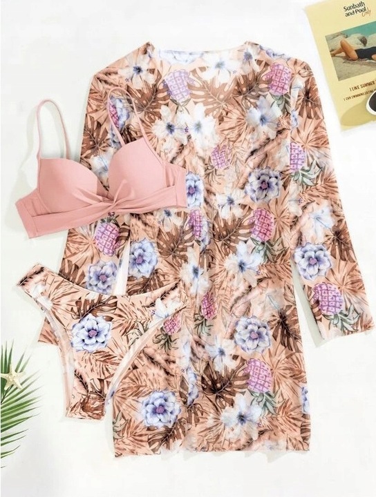 STRÓJ kąpielowy bikini 3w1 FIGI pareo fiszbin S132