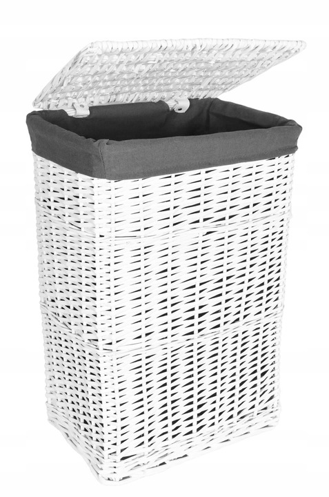 KOSZ WIKLINOWY NA PRANIE BIELIZNĘ ODZIEŻ ZABAWKI POJEMNIK BIAŁY KUFER 72L