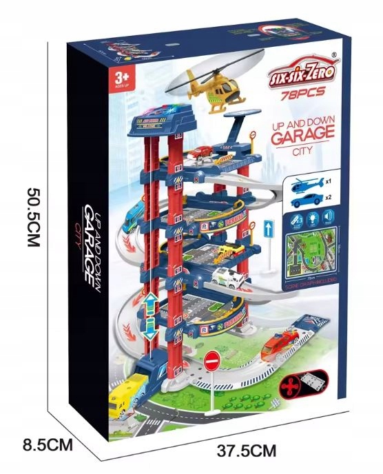 PARKING SAMOCHODOWY GARAŻ Z ELEKTRYCZNĄ WIDNĄ AUTKA SAMOCHODZIKI DLA DZIECI