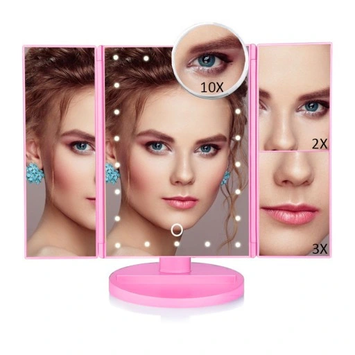 LUSTERKO KOSMETYCZNE PODŚWIETLANE ROZKŁADANE LED