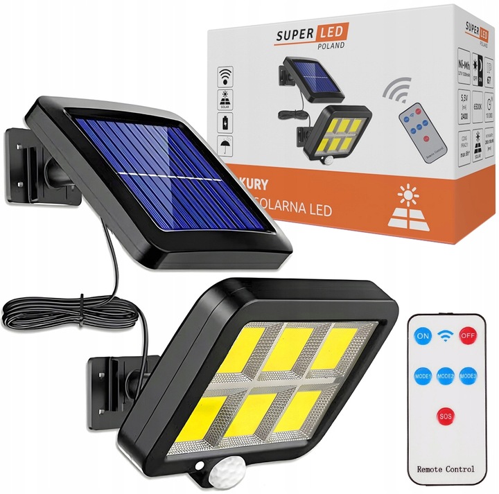 LAMPA SOLARNA Z CZUJNIKIEM RUCHU ZMIERZCHU 120 LED