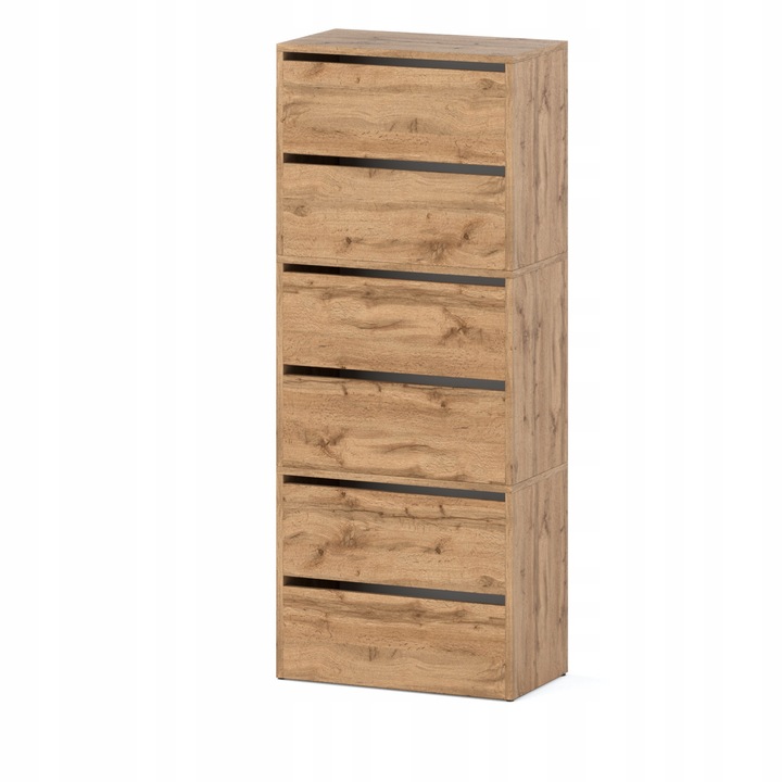 Szafka Na Buty Wysoka Dąb Wotan 6 Półek Modułowa Bez Siedziska Regał