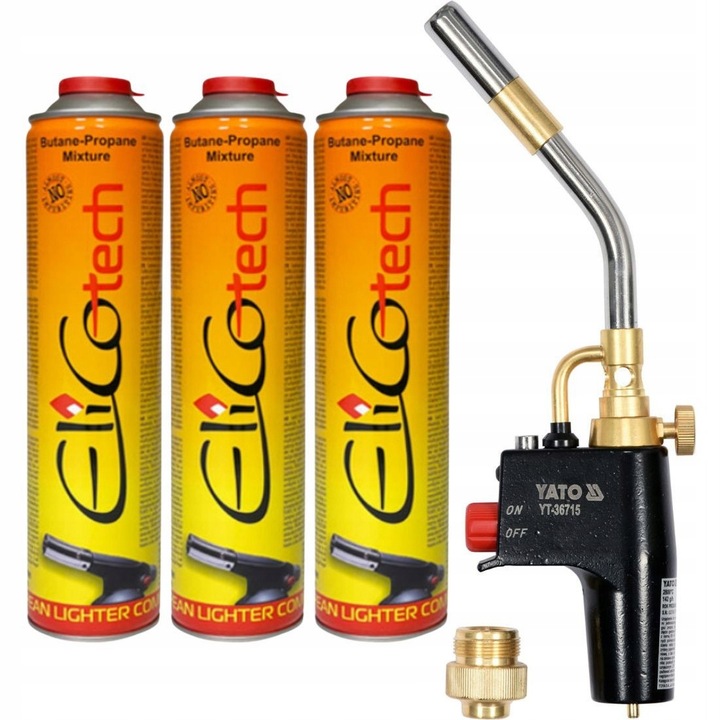 PALNIK GAZOWY TURBO MAPP/PROPAN PIEZO 2 KW + 3 GAZY KARTUSZ 600ML