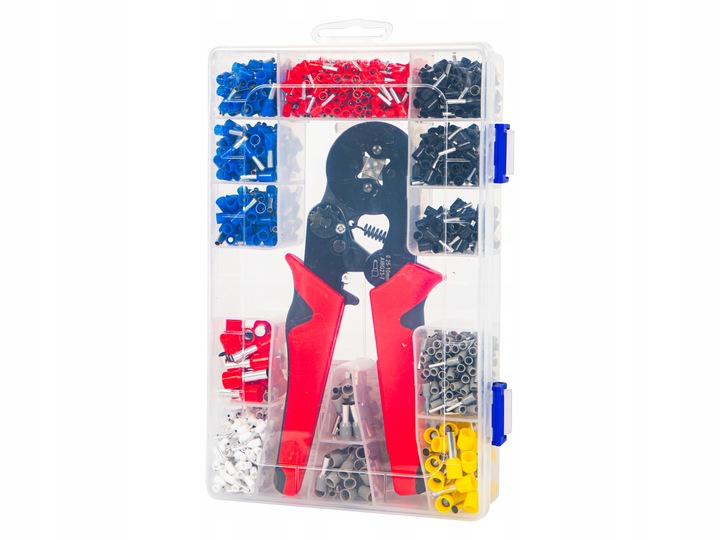 ZACISKARKA PRASKA TULEJK PRZEWODÓW 0,25 - 10,0 mm2 + 1200 KONEKTORÓW ZESTAW