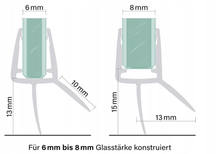USZCZELKA DOLNA KABINY PRYSZNICOWYCH DRZWI 6-8MM 67 CM