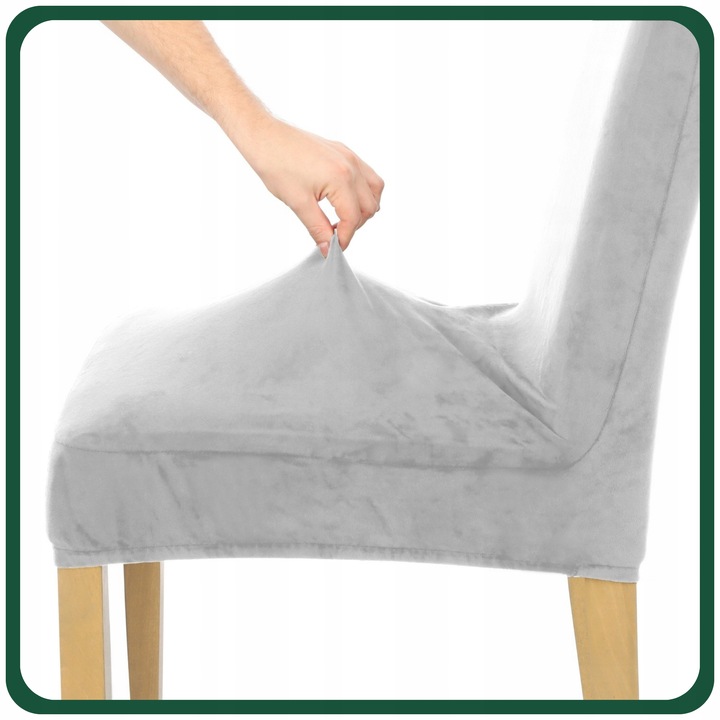 ZESTAW 6 SZT. POKROWCE POKROWIEC NA KRZESŁO JASNY SZARY WELUR ELASTYCZNY