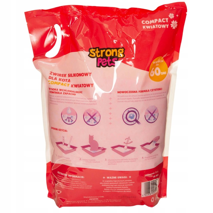 STRONG PETS Żwirek Silikonowy Dla Kota Drobny Compact Kwiatowy 7,6L
