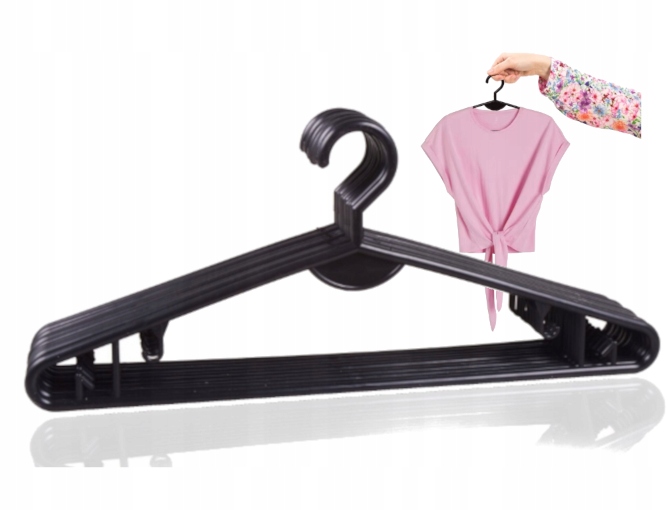 WIESZAKI NA UBRANIA ODZIEŻ UBRANIOWE ODZIEŻOWE UNIWERSALNE CZARNE 50