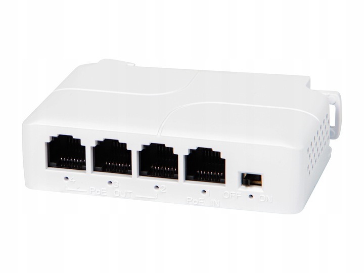 EXTENDER POE SWITCH POE DO KAMER 4 PORTOWY 1xPoE IN 3xPoE OUT