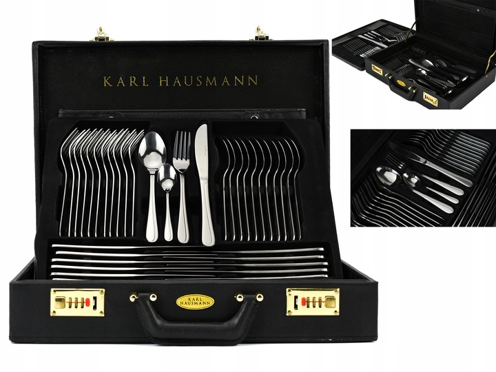 KOMPLET SZTUĆCÓW 72 EL WALIZKA DLA 12 OSÓB zestaw srebrne sztućce
