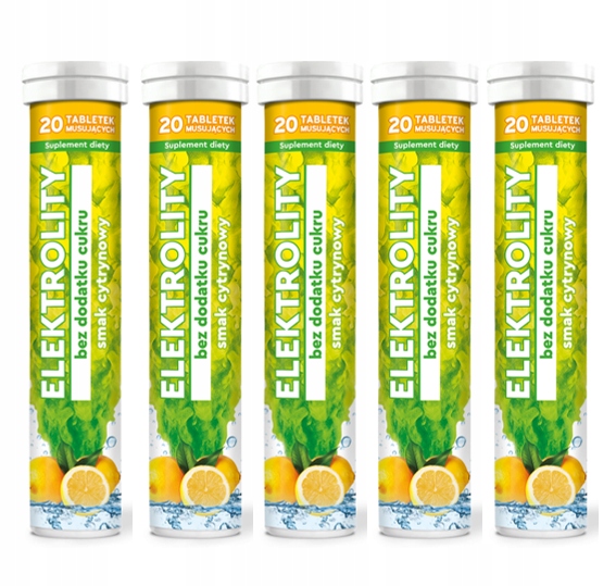 Elektrolity bez dodatku cukru 5 x 20 tabletek musujących MBM