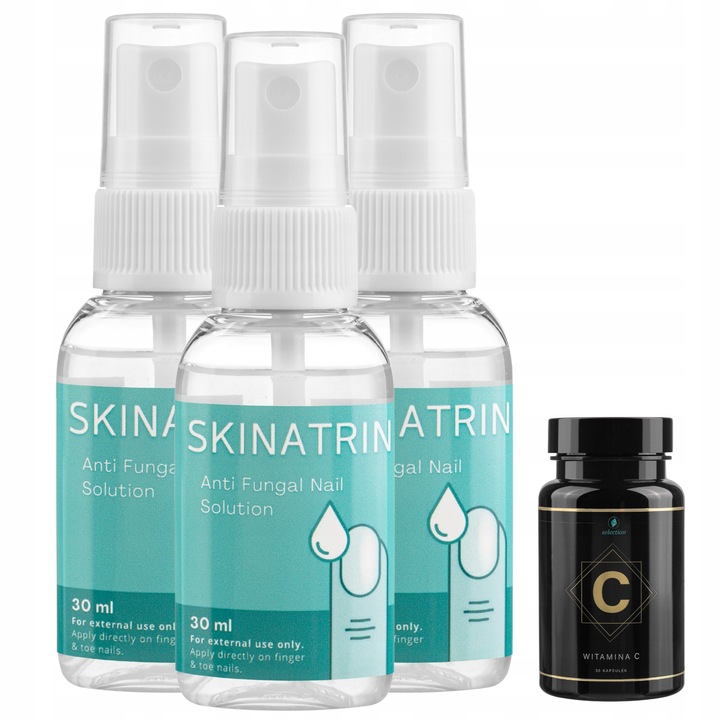 3x SKINATRIN 30ml – SILNY SPRAY NA GRZBICE STÓP I PAZNOKCI + WITAMINA C