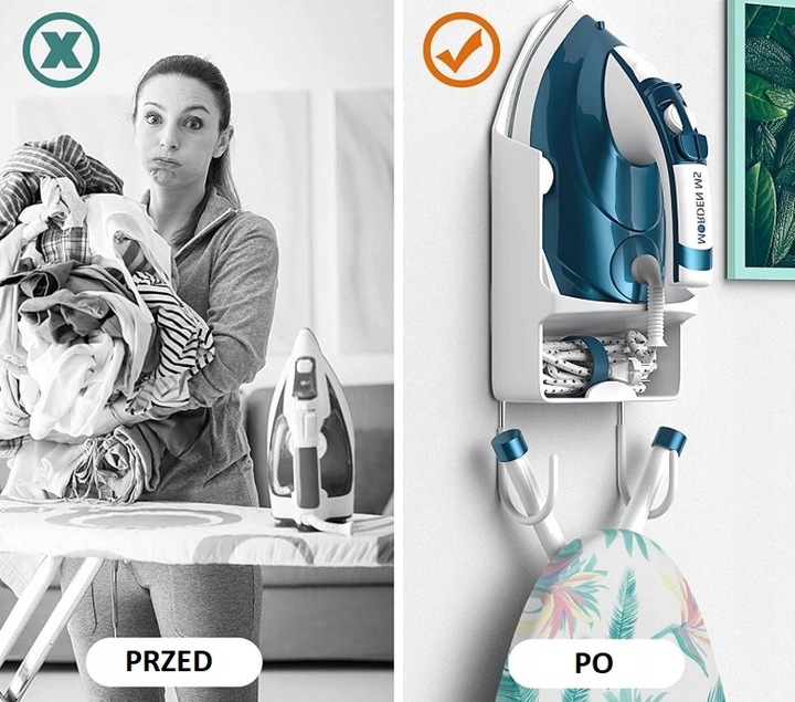 UCHWYT WIESZAK NA ŻELAZKO DESKĘ DO PRASOWANIA PÓŁKA DO SZAFY I NA