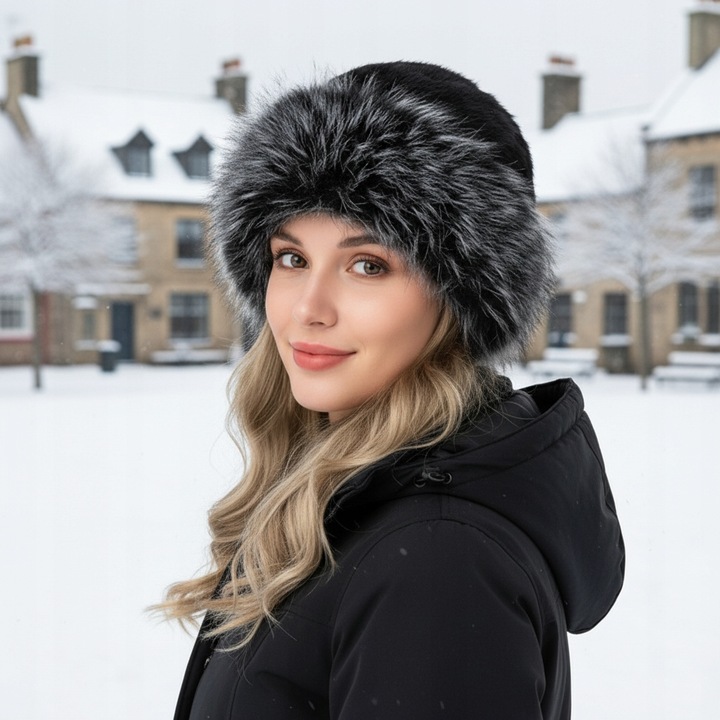 CZAPKA DAMSKA ZIMOWA MODNA ELEGANCKA CIEPŁA SZTUCZNE FUTERKO