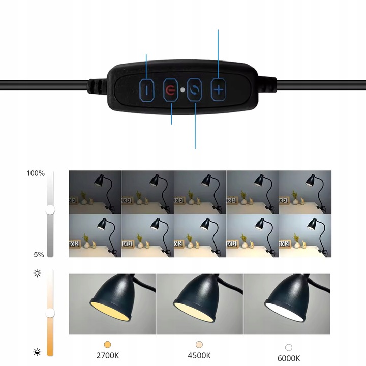 Lampka Lampa LED Biurkowa Kreślarska Na Klips Regulacja Światła 40xLED