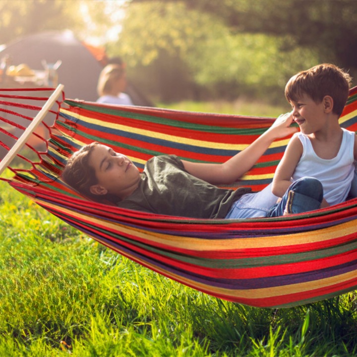 HAMAK OGRODOWY ze stelażem dwuosobowy brazylijski DUŻY RED GARDEN ZESTAW