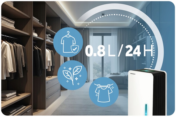 OSUSZACZ POWIETRZA POCHŁANIACZ WILGOCI 64W HEPA 34dB TIMER LED Berdsen