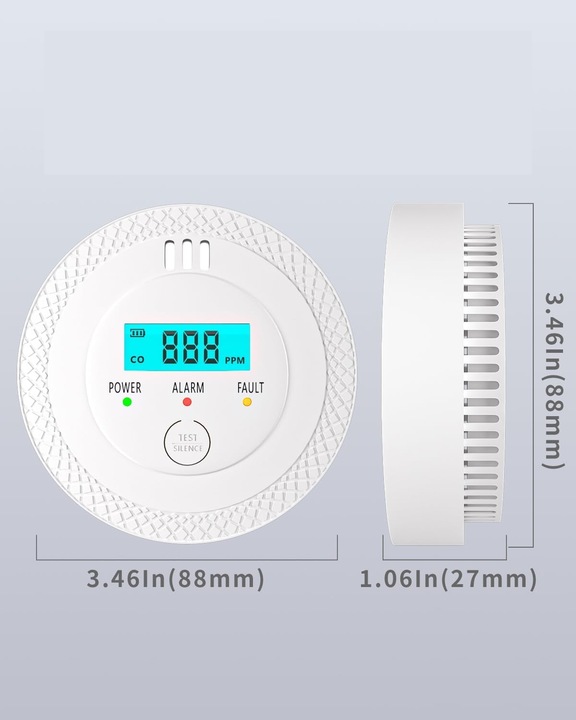 CZUJNIK CZADU GAZU TLENKU WĘGLA CO DETEKTOR LCD ALARM DŹWIĘKOWY I
