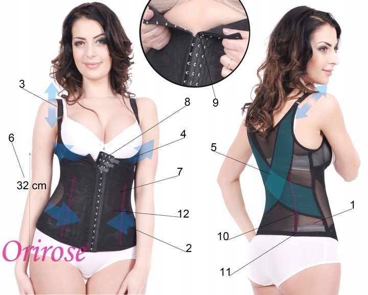 Orirose GORSET pas mocno WYSZCZUPLAJĄCY modelujący BRZUCH talię z regulacją